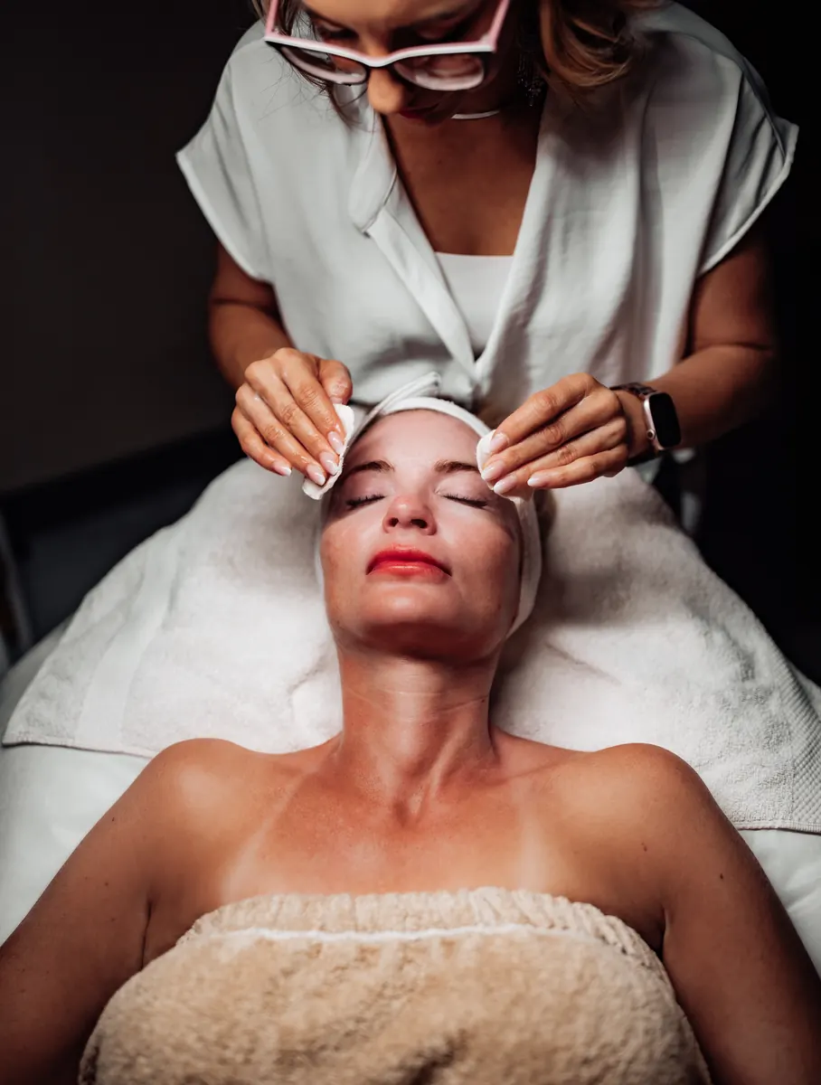 Heather preparing a client for a microneedling appointment at her Tucson studio