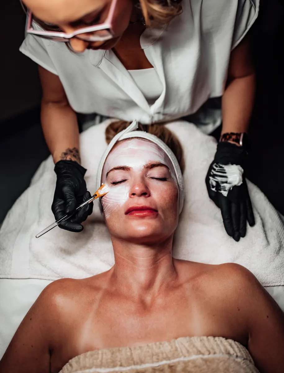 Heather performing professional microneedling on a client's face in Tucson